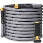 TITAN Garden Hose Flexible Lightweight Kink-Free & Durable Hybrid Water Hose with Heavy Duty Brass Connectors & High-Pressure Jet Nozzle