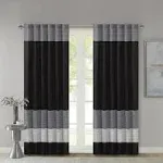  Amherst Single Panel Faux Silk Rod Pocket Curtain 50x84&#034; Black Window Panel