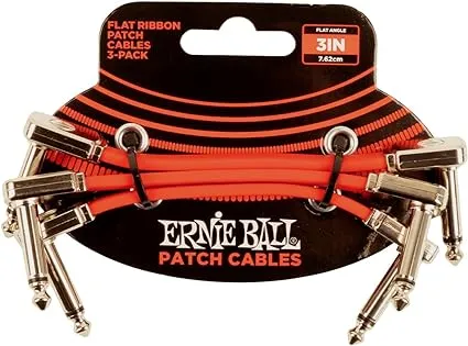 Ernie Ball 3" Flat Ribbon Patch Cable 3-Pack - Red