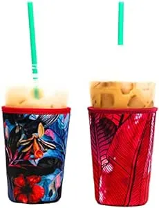 Baxendale Reusable Iced Coffee Sleeves for Cold Drink Cups - Neoprene Iced Coffee Insulator Sleeve for Cold Drinks, Compatible with Starbucks Dunkin and more - Medium 22-24oz (Aloha)