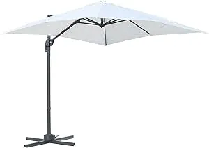 8x8ft Square Patio Offset Cantilever Umbrella 360° Rotation w/ Cross Off White