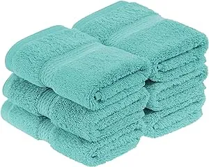 Superior Egyptian Cotton Heavyweight 6 Piece Face Towel/ Washcloth Set - Turquoise