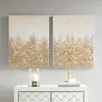 Golden Glimmer Hand Embellished Canvas 2 Piece Set