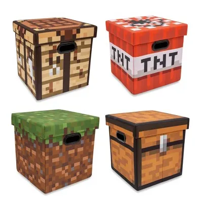 Ukonic Minecraft 4-Piece 13 Inch Fabric Storage Bin