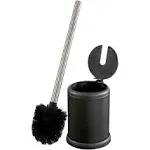 Bath Bliss Self Closing Lid Toilet Brush and Holder - Black