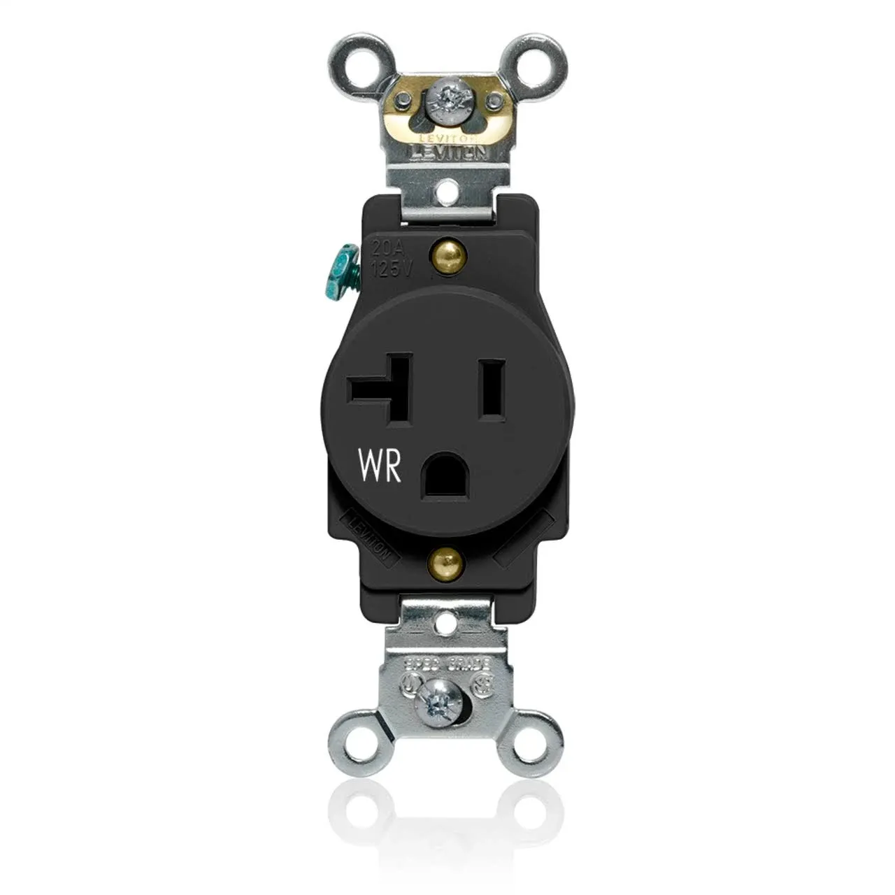 Leviton Weather-Resistant Heavy-Duty Industrial Grade 20A 125V Single Receptacle Outlet Black (W5361-E)