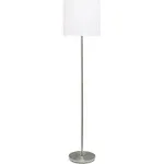 Simple Designs Brushed Nickel Drum Shade Floor Lamp - White