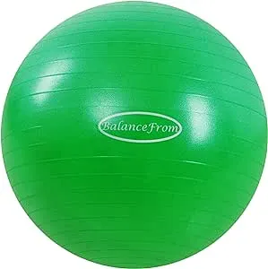 BalanceFrom Anti-Burst and Slip Resistant Exercise Ball Yoga Ball Fitness Ball Birthing Ball with Quick Pump, 2,000-Pound Capacity (48-55cm, M, Green)