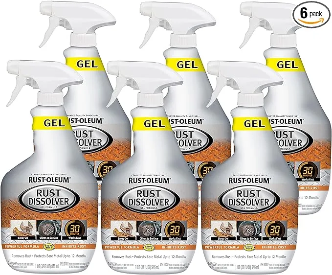 Rust-Oleum 300112-6PK Rust Dissolver Gel Spray, 32 oz, 6 Pack