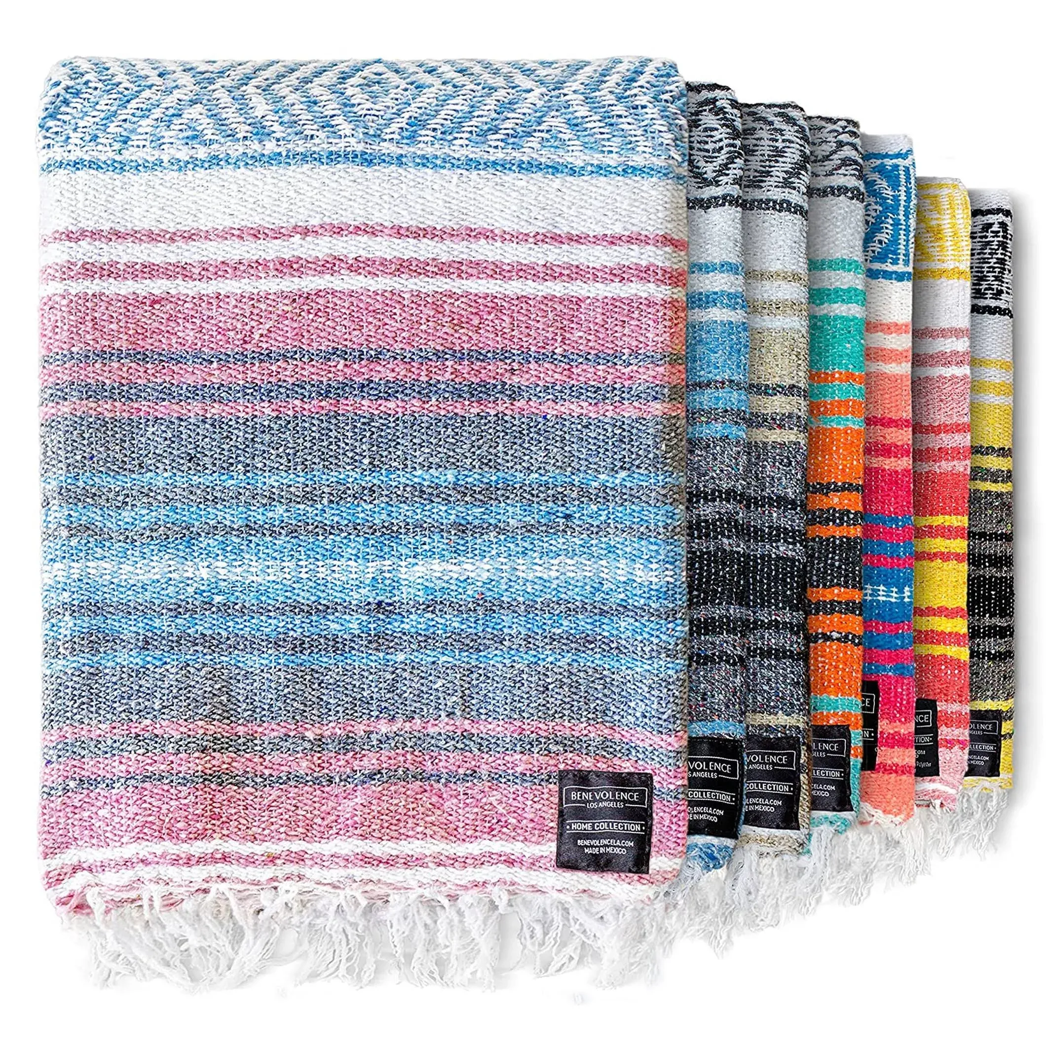 Benevolence LA Authentic Mexican Blanket, Yoga Blanket, Handwoven Mexican Blankets and Throws, Perfect as Serape Blanket, Outdoor Blanket, Picnic Blanket, Camping Blanket, 50x70 inches - Sand