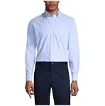 Lands' End School Uniform Men's Tall Long Sleeve Solid Oxford Dress Shirt - Medium - Blue