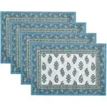 Elrene Home Fashions Tropez Block Print Stain & Water Resistant Indoor/Outdoor Placemats, Set of 4