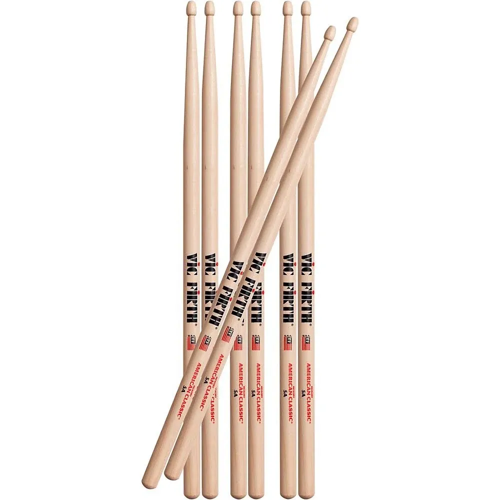 Vic Firth American Classic 5A Wood-Tip Drumsticks - 4-Pack