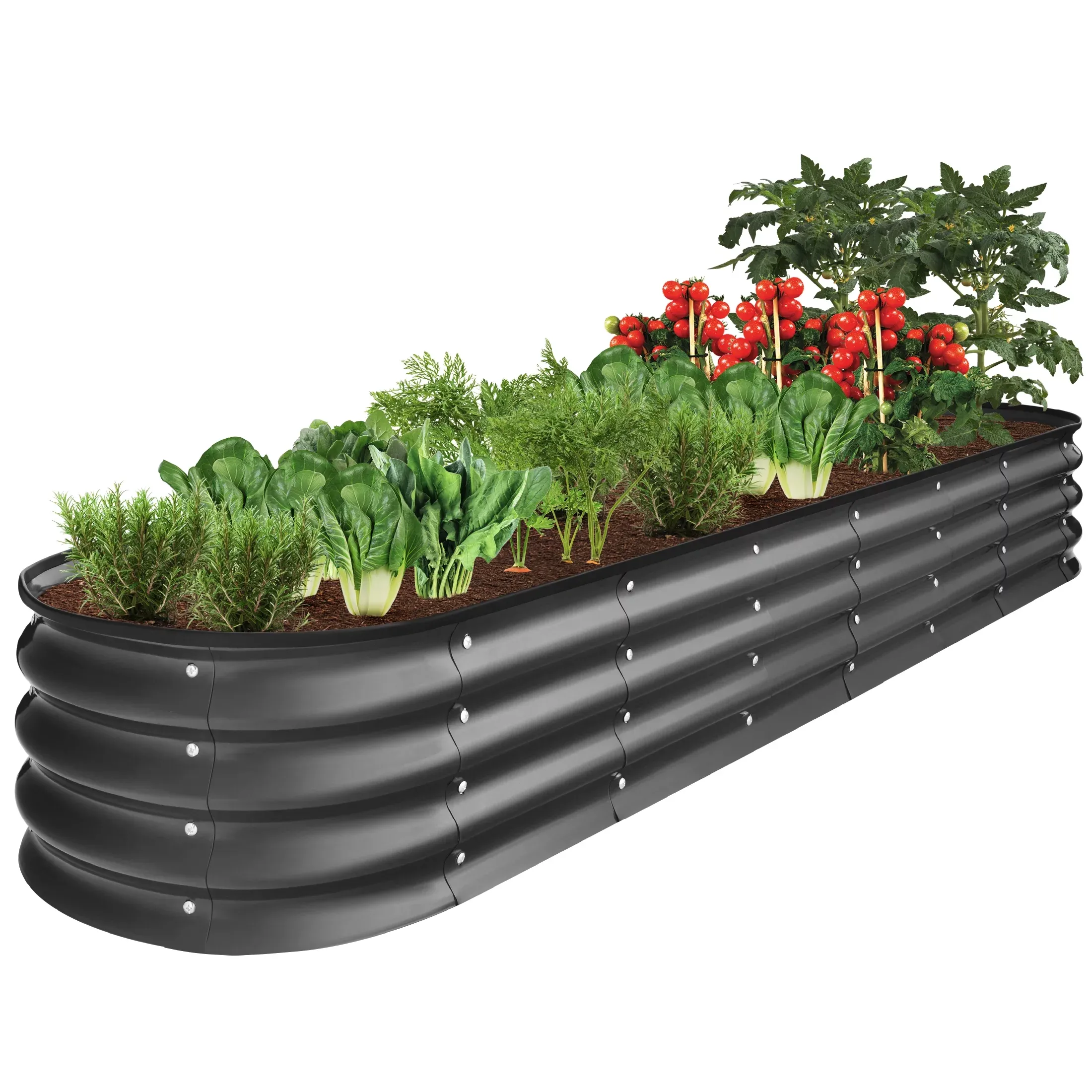 Best Choice Products 8x2x1ft Outdoor Metal Raised Oval Garden Bed, Planter Box for Vegetables, Flowers - Charcoal