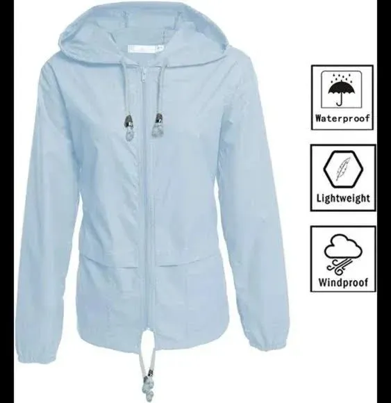 Avoogue Raincoat Women Lightweight Waterproof Rain Jackets Packable Outdoor Hooded Windbreaker