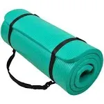 Balancefrom GoCloud 1" Extra Thick Exercise Yoga Mat with Carrying Strap, Blue - Green