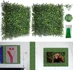 Bybeton Artificial Grass Wall Panel,10"x 10"(12Pcs) Boxwood Faux Green Wall Panels for Interior Wall, Backdrop Wall,Garden Wall