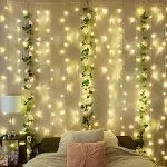 Ollny 300 LED 9.8ft*9.8ft Cool White Christmas Curtain Lights (Clear Cable, USB, 8 Modes)