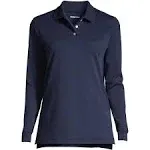 Lands' End School Uniform Kids Long Sleeve Interlock Polo Shirt - Large - Classic Navy