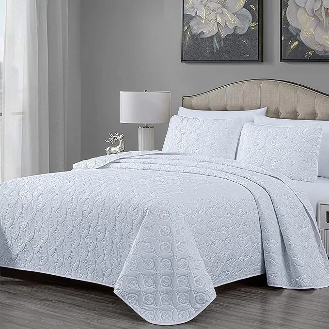 Chezmoi Collection Florenz 3-Piece King Size Quilt Set White - Soft Summer ...