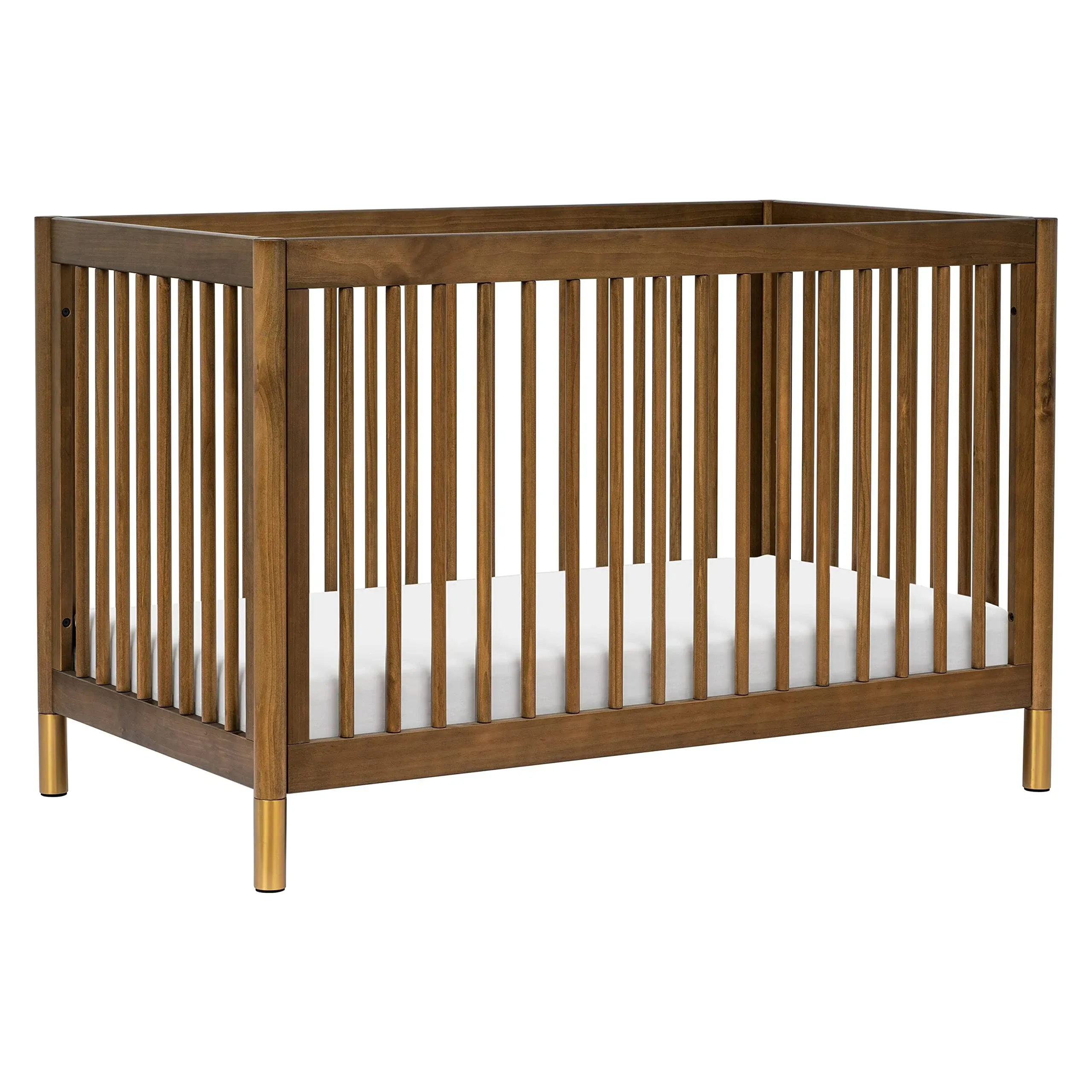 Babyletto Gelato 4-in-1 Convertible Crib with Toddler Bed Conversion Kit Natural Walnut / Gold Feet