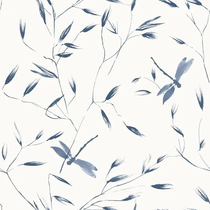 Tempaper Blue Dragonfly Removable Peel and Stick Wallpaper, 20.5 in X 16.5 ft, Made in The USA