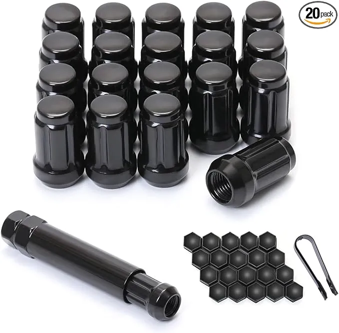 M12x1.5 Lug Nuts M12-1.50 Lug Nuts Black Spline Lug Nuts 12x1.5 1.38" Long Set of 20 Wheel Lug Nut 12mmx1.5 Lug Nuts Acorn Fit for Honda Accord CRV