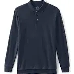 Lands' End Men's School Uniform Long Sleeve Interlock Polo Shirt - Classic Navy