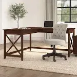 Bush Furniture Key West 60W L Shaped Desk Bing Cherry