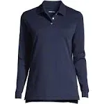 Lands' End Women's School Uniform Tall Long Sleeve Interlock Polo Shirt - Classic Navy