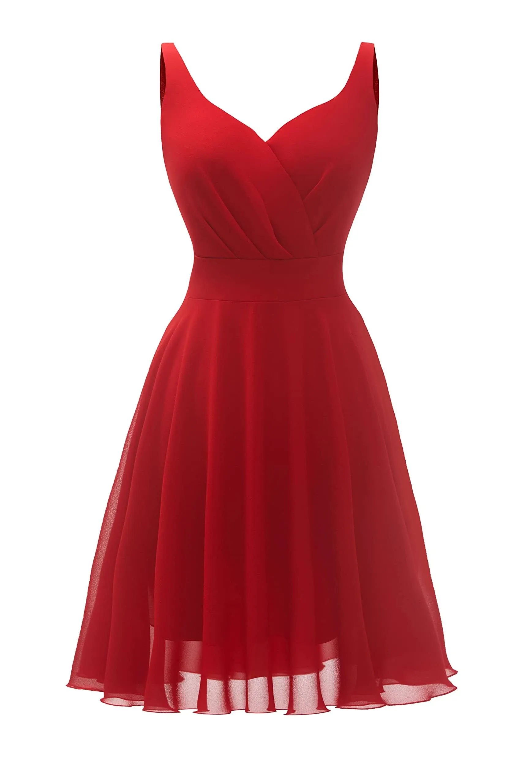 Dressever Summer Cocktail Dress V-Neck Adjustable Spaghetti Strap Chiffon Sundress