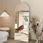 NEUWEABY Full Length Mirror, 64&#034;x21&#034; Arch Mirror Floor Mirror with Stand, Gold