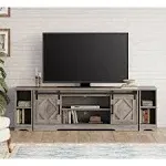 WAMPAT Modern Farmhouse TV Stand for Up to 85" TVS Wood Entertainment Center with Open Storage for Living Room - Grey