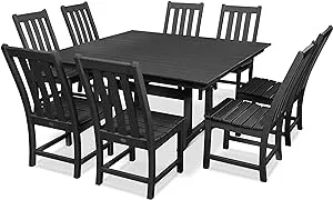 POLYWOOD Vineyard 9-Piece Farmhouse Dining Set - Black