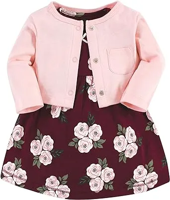 Hudson Baby Baby Girls Cotton Dress and Cardigan Set