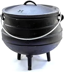 Lehman's Campfire Cooking Kettle Pot - Cast Iron Potje Dutch Oven with 3 Legs and Lid, 20.75 inch, 18.5 gallon