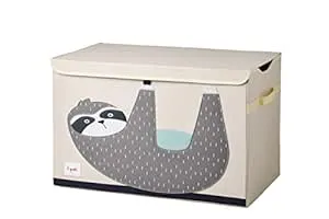 3 Sprouts Children's Nursery Room Soft Fabric Storage Trunk Toy Chest Box, Sloth