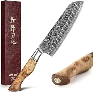 Crude - 7 Inch Japanese Santoku Chef Knife, Carbon Steel, Forged !