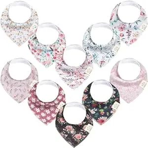 KeaBabies 10-Pack Organic Bandana Bibs in Tea Party