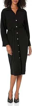 Vince Women's Belted Long Sleeve Shirt Dress