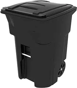 Toter 96-Gallons Black Plastic Wheeled Trash Can with Lid Outdoor