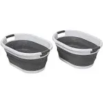 Honey Can Do Dark Gray/White Collapsible Rubber Laundry Baskets (Set of 2)