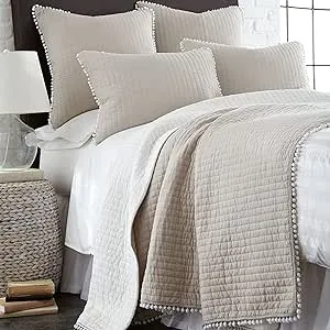 Levtex Pom Pom Quilt, King - Taupe