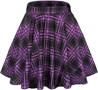 Urban Coco Women's Basic Versatile Stretchy Flared Casual Mini Skater Skirt (Medium, Black)