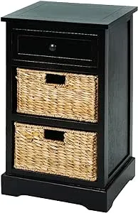 Urban Designs Malibu 3-Drawer Night Stand With Wicker Baskets, Espresso - Traditional - Side Tables And End Tables - by Urban Designs, Casa Cortes | Houzz