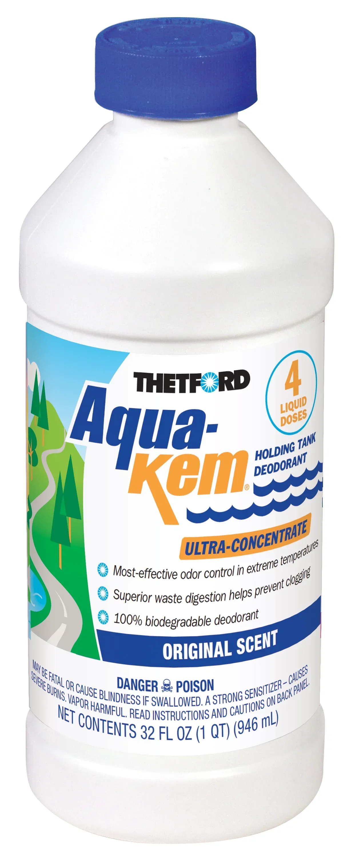 Aqua-Kem RV Holding Tank Treatment - Deodorant / Waste Digester / Detergent - 32 oz - Thetford 09852