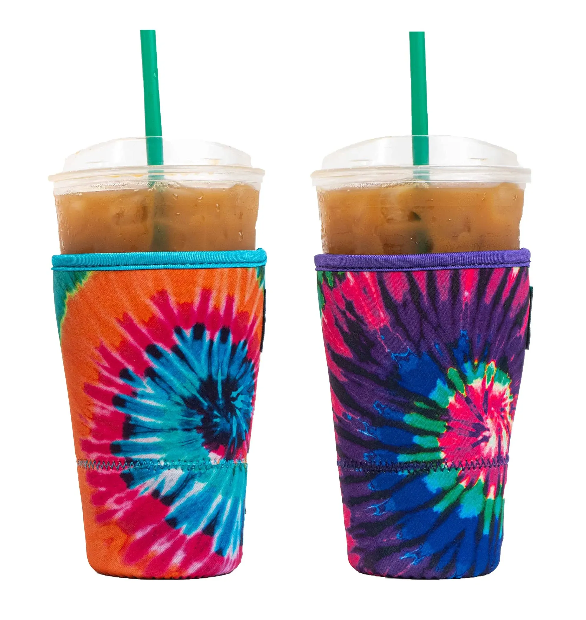 Baxendale Iced Coffee Sleeve Cups - 2 Pack - Neoprene Iced Coffee Sleeve - Large 32oz (Tie Dye)