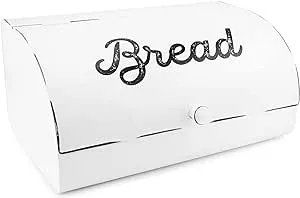 AuldHome Design AuldHome White Bread Box; Farmhouse Vintage Enamelware Countertop Bread Bin