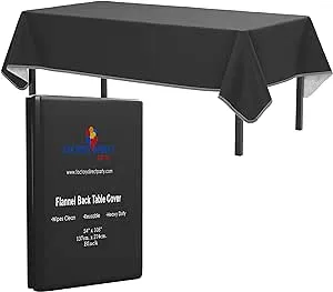 Black Flannel Backed Table Cover 54 In. x