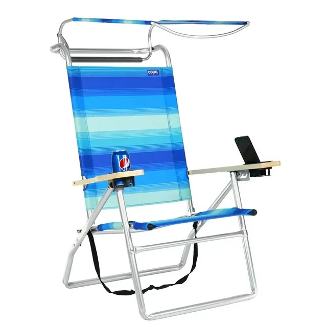 4 Position Portable Folding Beach Chair with Canopy